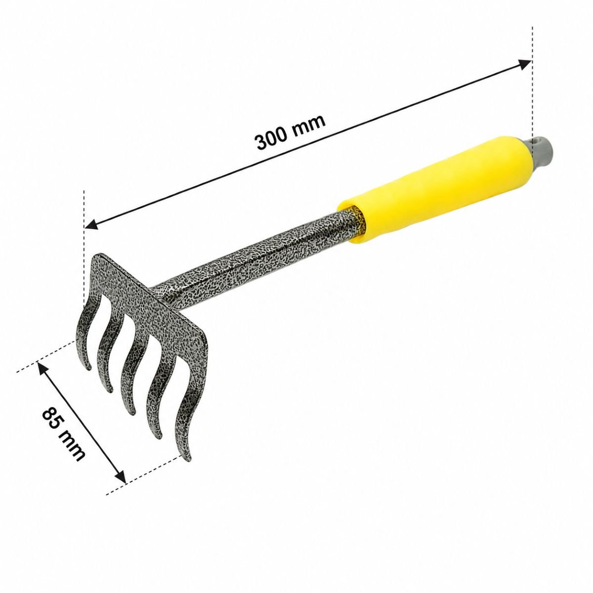 Crownman 5 fogas kerti gereblye szénacél 85x300mm, ergonomikus PP nyéllel