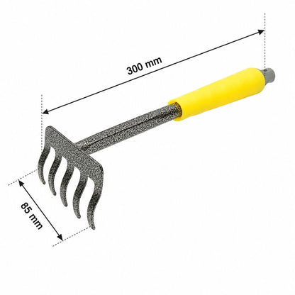Crownman 5 fogas kerti gereblye szénacél 85x300mm, ergonomikus PP nyéllel