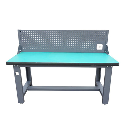 Műhely munkapad 220V-os aljzattal és perforált panellel 1800x750x800+450mm