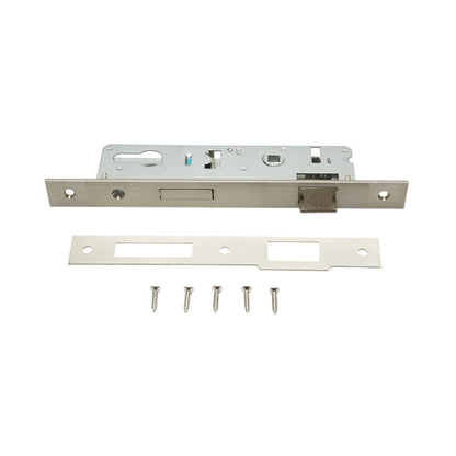 Beépített ajtózár nyelvvel 43x174mm, előlap 23x240mm, szatén nikkel, csavarok mellékelve