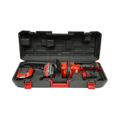 Mini elektromos láncfűrész 800W 2 db 21V, 4Ah Li-ion akkumulátorral, Brushless, 12 inch (300mm) lánc, 260mm vágási kapacitás, LED digitális kijelző Breckner Germany