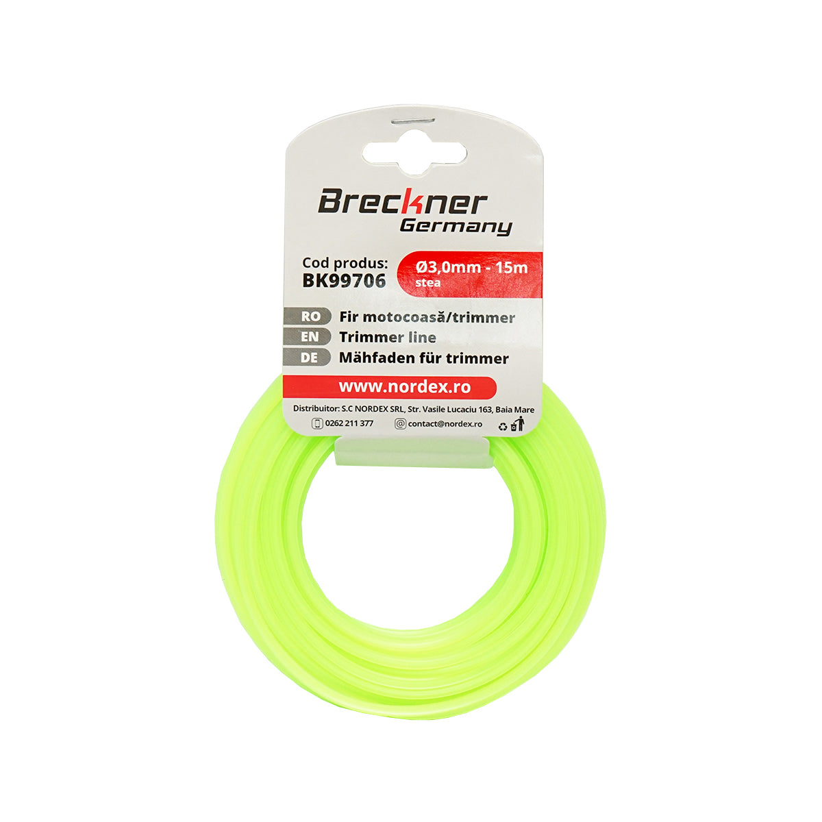 Fűkasza damil, csillag 3 mm x 15 m Breckner Germany