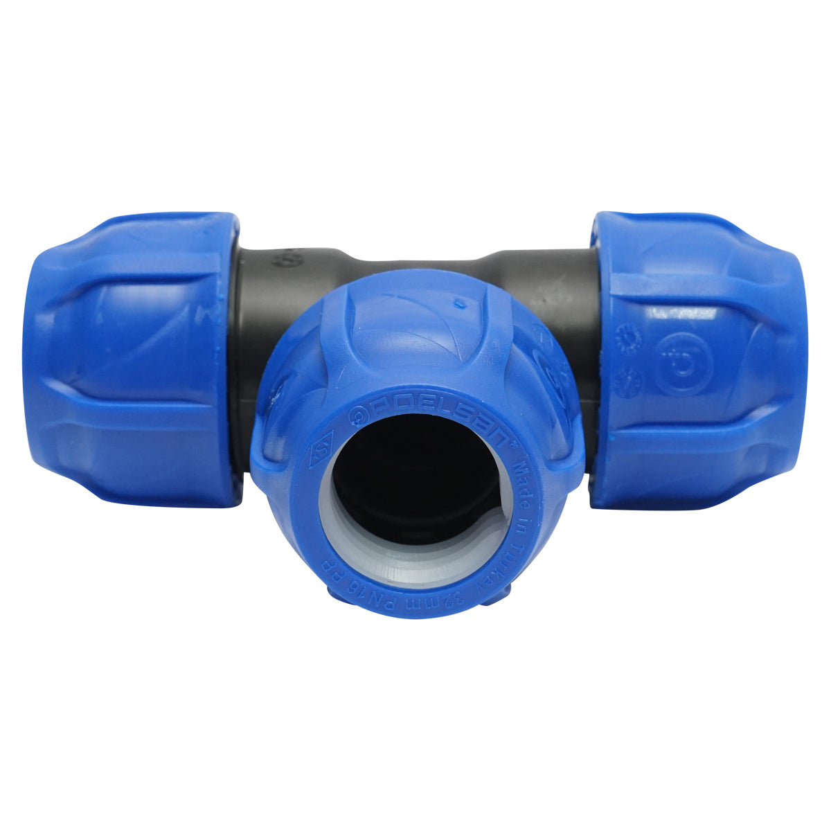 Egyenletes tömörítő cső D32x32x32mm max 16bar HDPE öntözőrendszerekhez