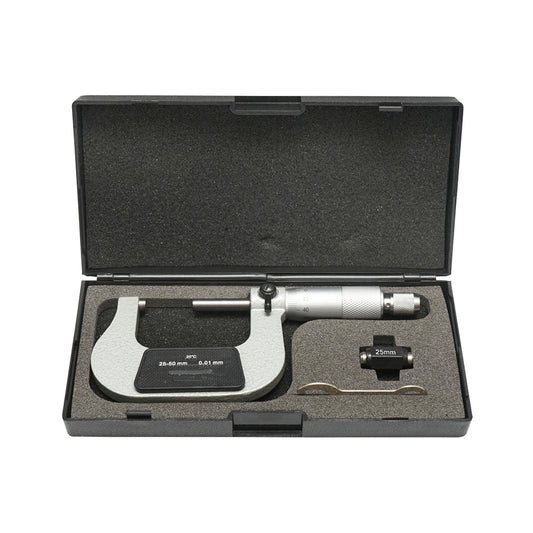 Kültéri mechanikus mikrométer zománcozott kerettel, metrikus 25-50 mm