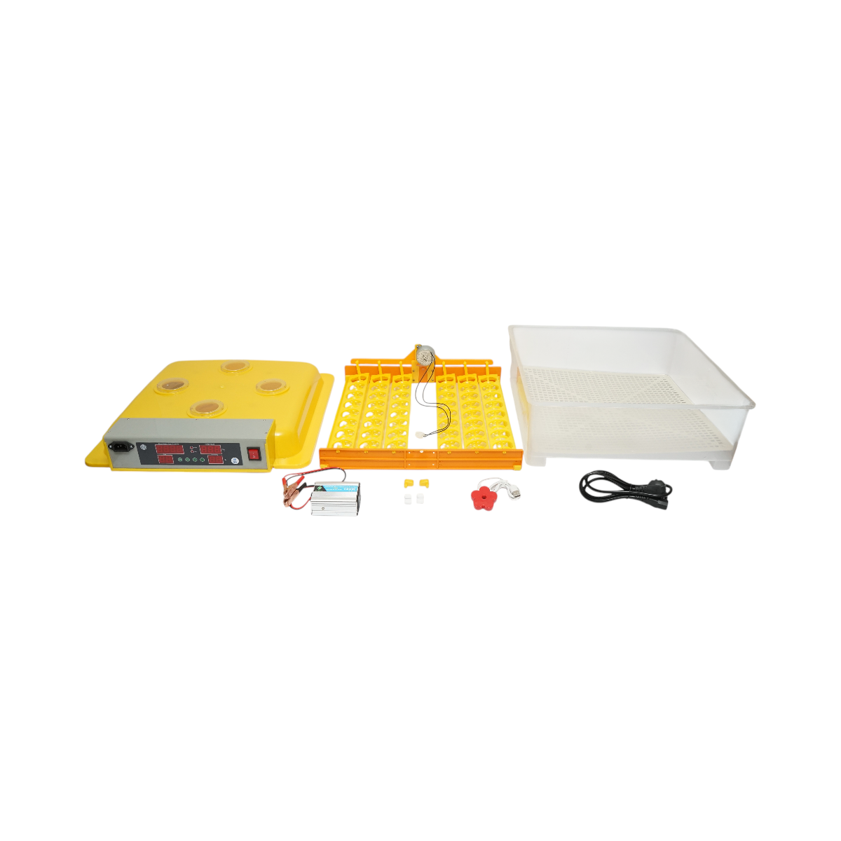 Automatikus keltető 48 tojás 80W, 12V-220V, automatikus forgatással, hőmérséklet-szabályozással, páratartalom szabályozással, digitális kijelzővel.