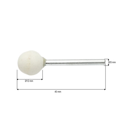 Polírozó abrazív gömb alakú gumiabrazív 12mm, 3mm szár