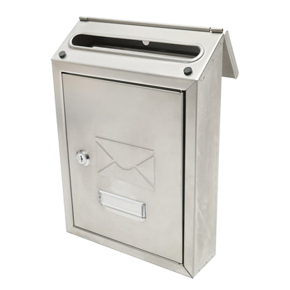 Rozsdamentes acél postaláda 320X230X90mm 2 kulccsal és rögzítő tartozékokkal