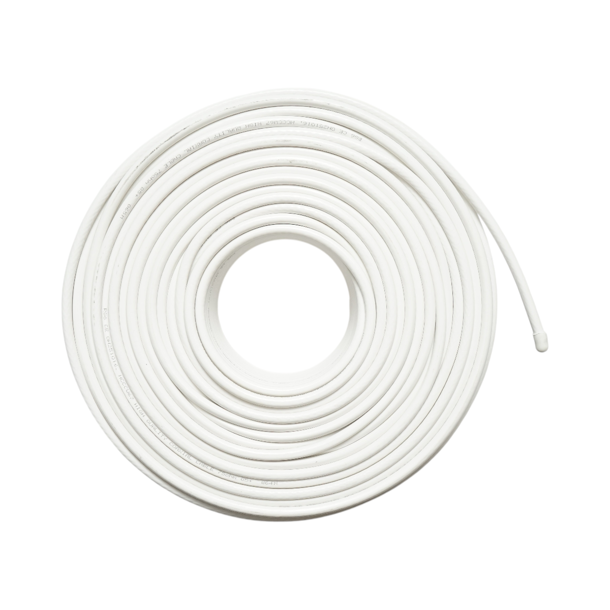 RG6 koaxiális CCTV kábel Q5+ 1mm réz, 75 Ohm, fehér PVC 100m/tekercs