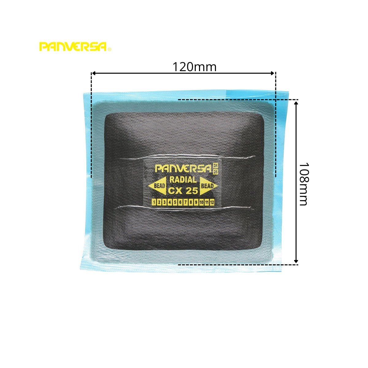 Radiális gumiabroncs vulkanizáló javítófoltok 108x120mm CX-25 Panversa