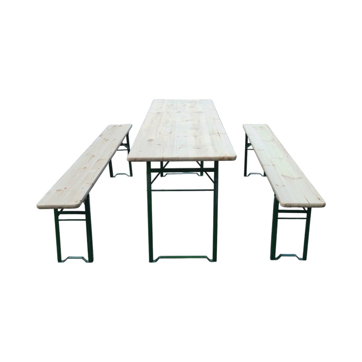 Söröző szett asztallal és 2 összecsukható padlóval masszív fából kerthez, terasszhoz, eseményekhez 2200x700x770mm