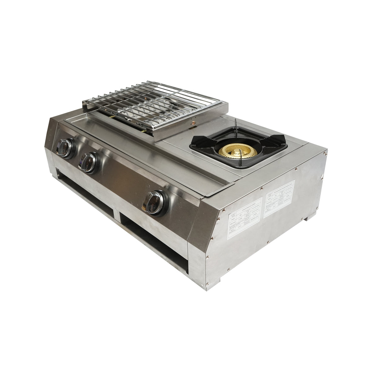 Kemping grillsütő grill 2 égővel és 1 főzőfelülettel 676x400x185mm