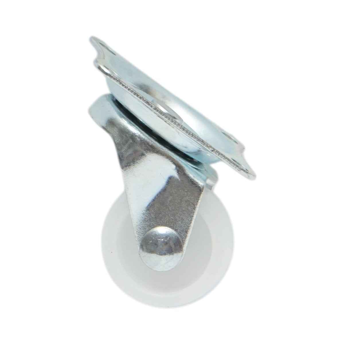 Forgó kerék 25x14mm fék nélkül, fehér polipropilén, acél lemez 39x33mm 10kg
