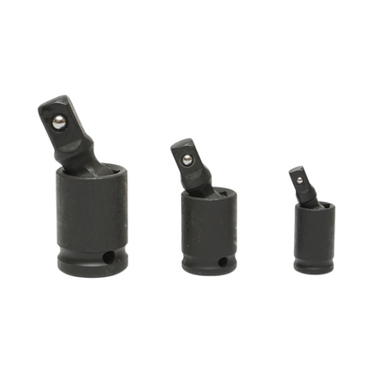 3 db ütőadapter készlet négyszögletes kardáncsuklóval 1/2, 3/8, 1/4 inch Cr-Mo Breckner Germany
