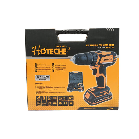 Hoteche 12V 1.3Ah 1.3Ah fúró és csavarhúzó 2 akkumulátorral