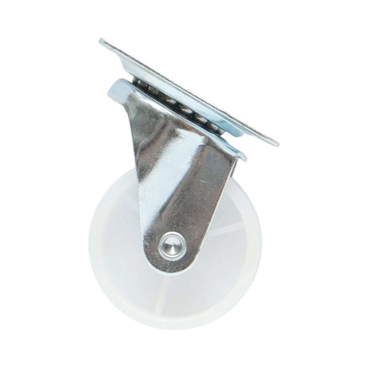 Forgó kerék 50x22mm fék nélkül, fehér polipropilén, acél lemez 58x47mm 30kg