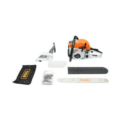 Professzionális benzinmotoros láncfűrész 2 ütemű 52cc, 3LE, 8000rpm, 16 inch (400mm) lánc THOR