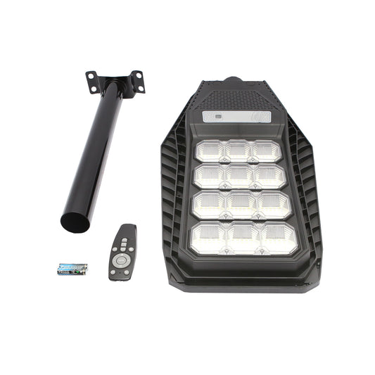 Napelemes LED-es közvilágítási lámpa 200W, 6500K, IP65, napelemmel, mozgásérzékelővel és oszlopra szerelhető Breckner Germany