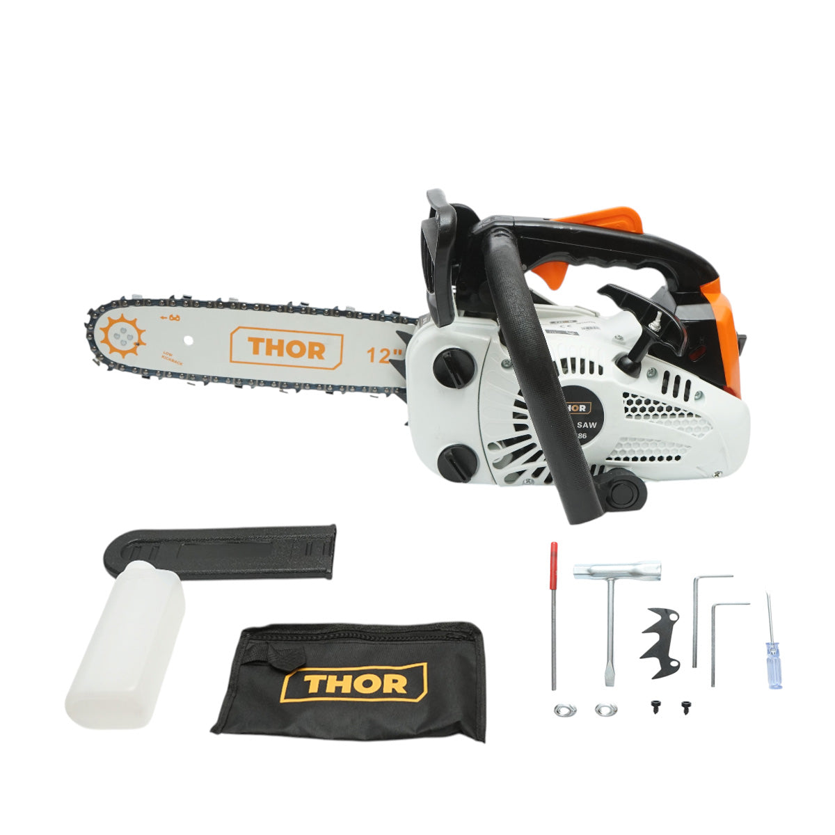 Professzionális benzinmotoros láncfűrész 2 ütemű 25.4cc, 1.2CP, 8500rpm, 12 inch (300mm) lánc THOR