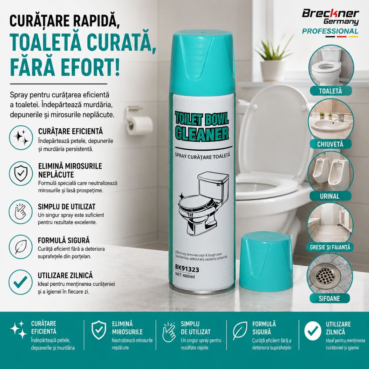 Aktív hab spray WC tisztítás 400ml Breckner Germany