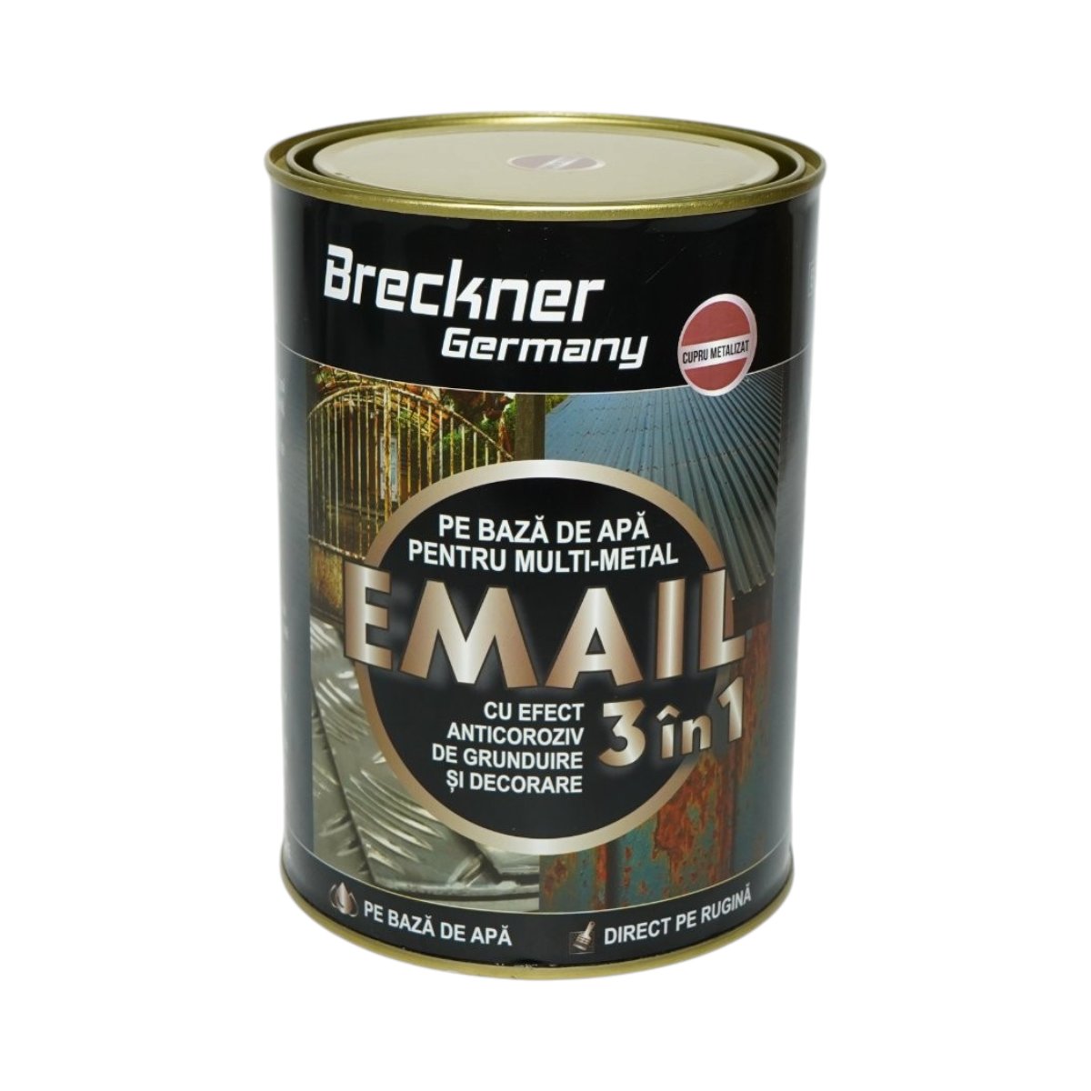 Breckner Germany 3 az 1-ben rozsdagátló zománc festék fémhez 2kg, közvetlenül a rozsdára, vízalapú, fémes réz