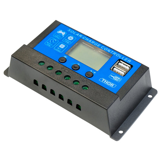 Feszültségszabályozó napelemhez 10A 12V/24V 2X USB port