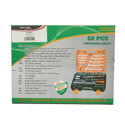 Csőkulcskészlet, fix, torx, racsnis dugókulcs 82 db Breckner Germany