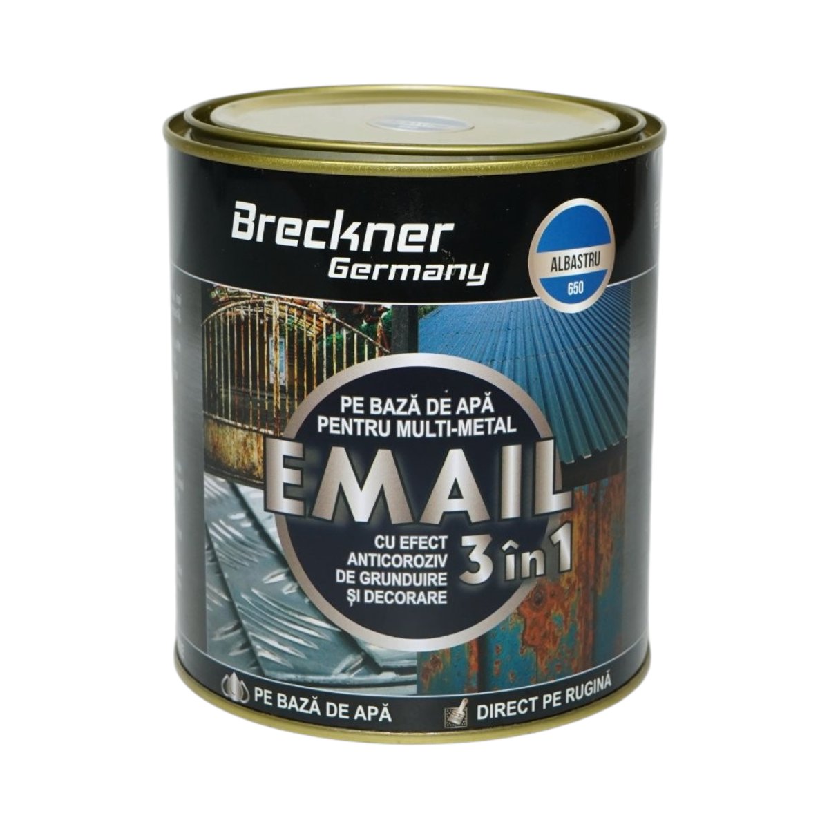 Breckner Germany 3 az 1-ben korrózióálló zománcfesték kék 650 fémhez 750g, közvetlenül a rozsdára, vízalapú
