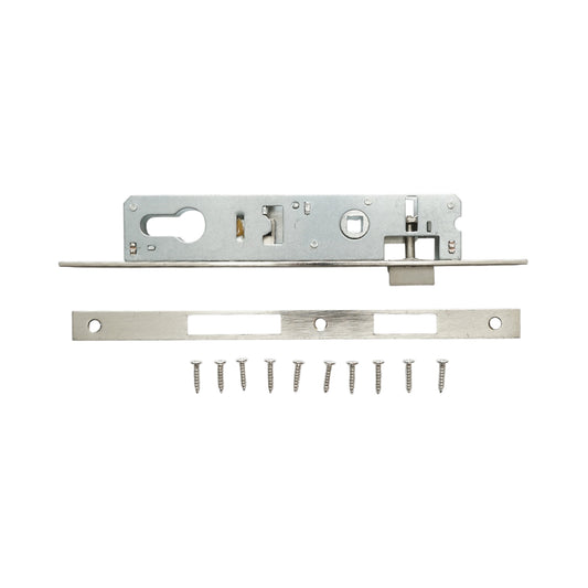 Beépített ajtózár nyelvvel 34x174mm, előlap 16x240mm, szatén nikkel, csavarok mellékelve