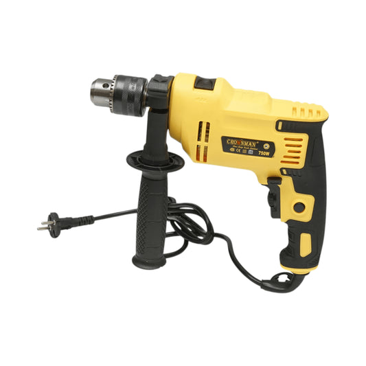 750 W-os ütvefúró, 220 V, 13 mm-es tokmány, 3000 fordulat/perc sebesség Crownman