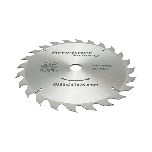 Körkorong fához 250x25,4mm, max. fordulatszám 6000rpm, 24 fog, ipari Crownman Crownman