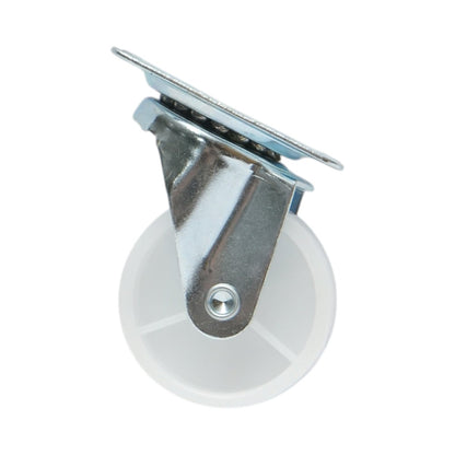 Forgó kerék 50x22mm fékezéssel, fehér polipropilén, acél lemez 58x47mm 30kg