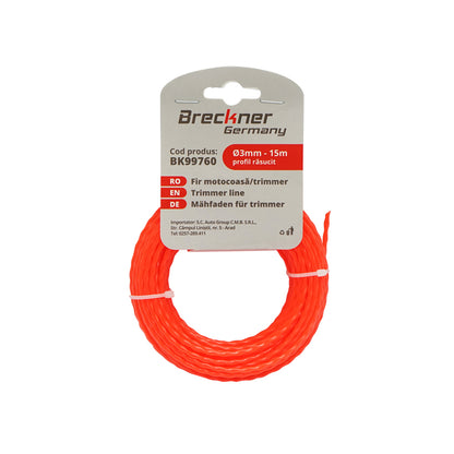 Fűkasza damil, sodort 3mmx15m Breckner Germany