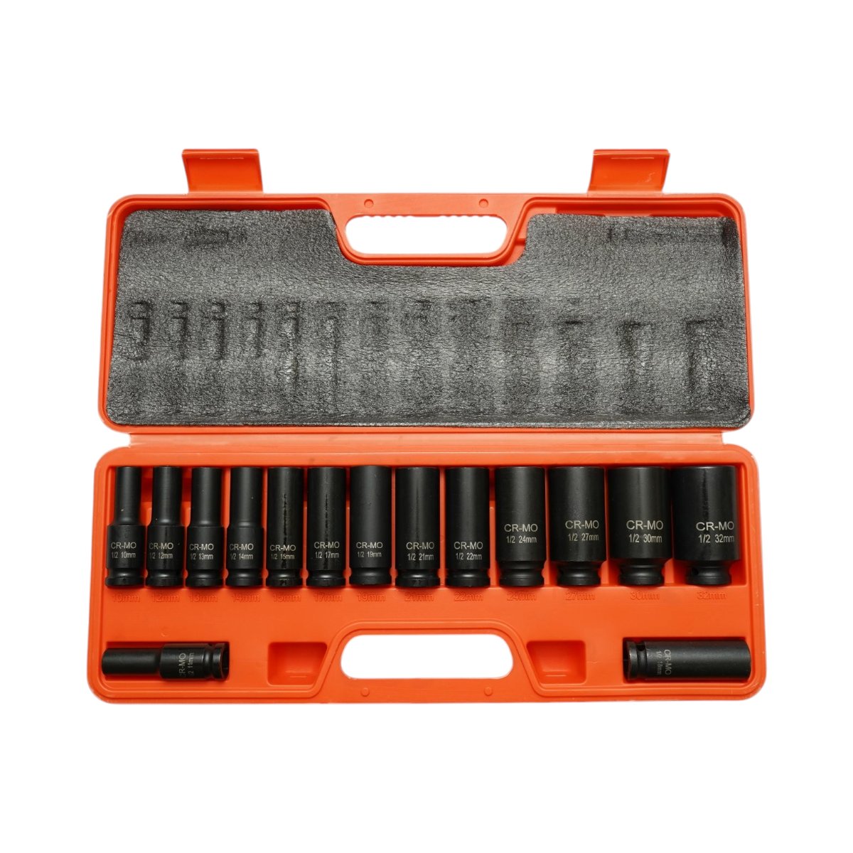 Breckner Germany hosszú ütőkulcs készlet, Ütődugókulcs készlet 10-32mm, 1/2 inch négyzet Cr-Mo 15 darab