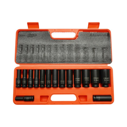Breckner Germany hosszú ütőkulcs készlet, Ütődugókulcs készlet 10-32mm, 1/2 inch négyzet Cr-Mo 15 darab