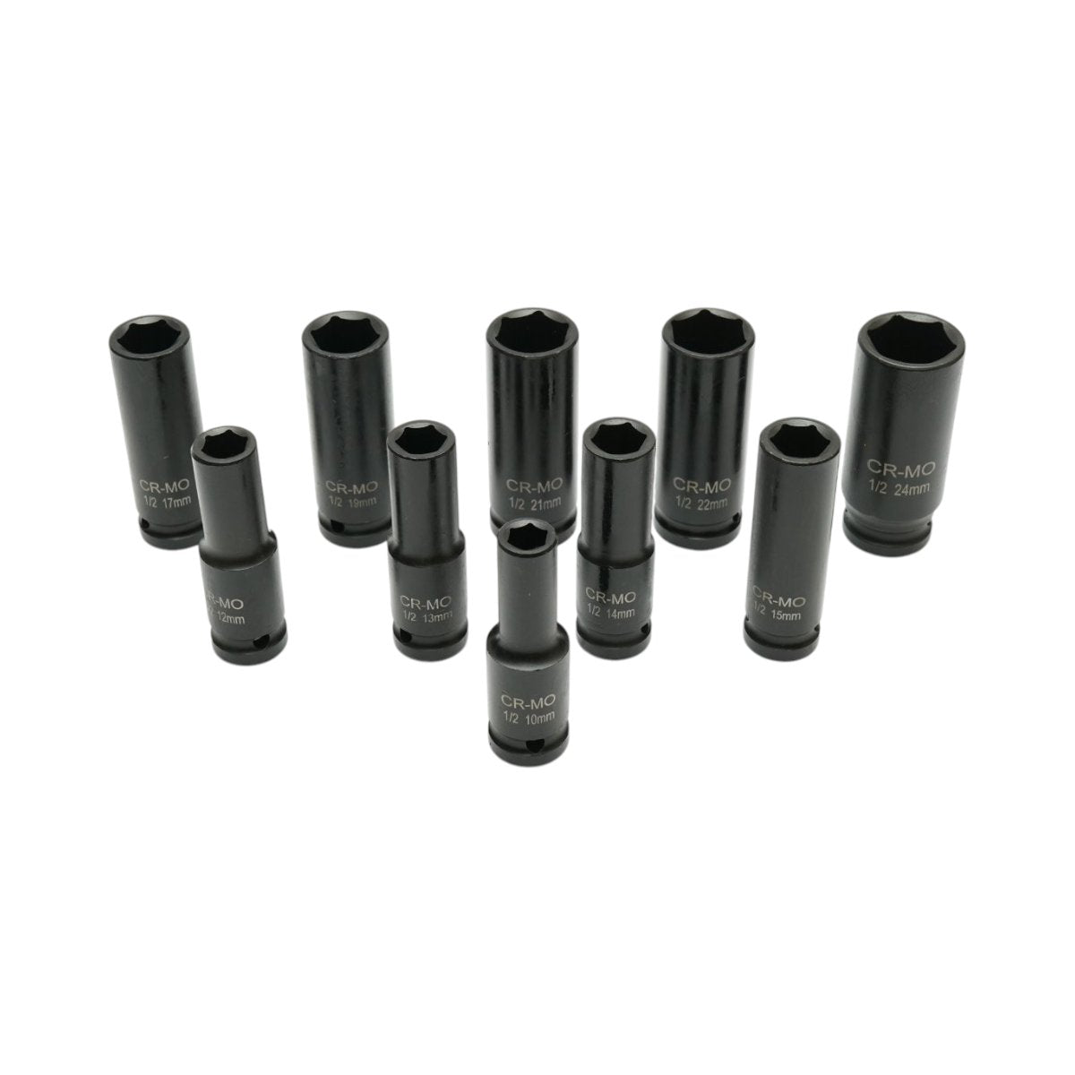 Breckner Germany hosszú ütőkulcs készlet, Ütődugókulcs készlet 10-24mm, 1/2 inch négyzet Cr-Mo 10 darab