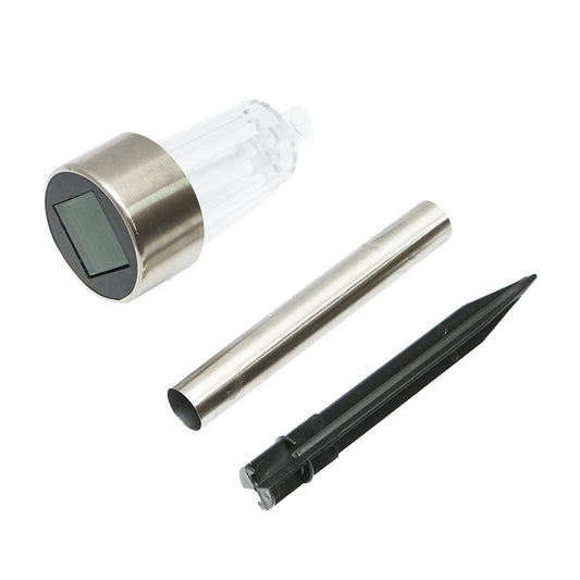 Napelemes LED lámpa rozsdamentes acélból, 6500K, magasság 30cm