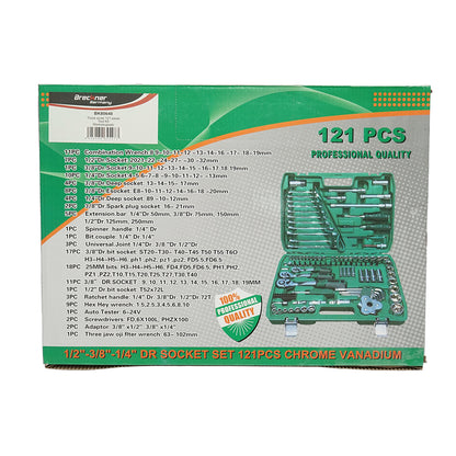 Hatszögkulcsos, fix, torx, racsnis dugókulcs készlet 121 db Breckner Germany