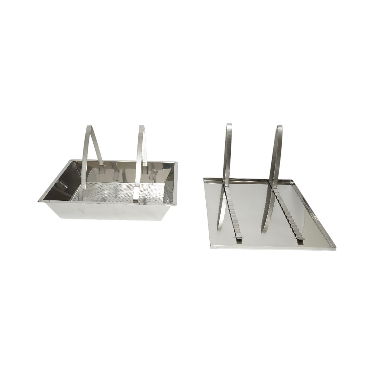 Fedelező tálca állvánnyal , rozsdamentes acél 520x415x110mm