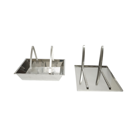 Fedelező tálca állvánnyal , rozsdamentes acél 520x415x110mm