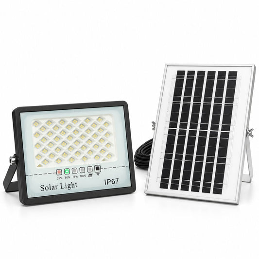 LED reflektor 60W, 6500K napelemes panellel 8W, LiFePO4 5000mAh akkumulátor és távirányító IP67 Breckner Germany