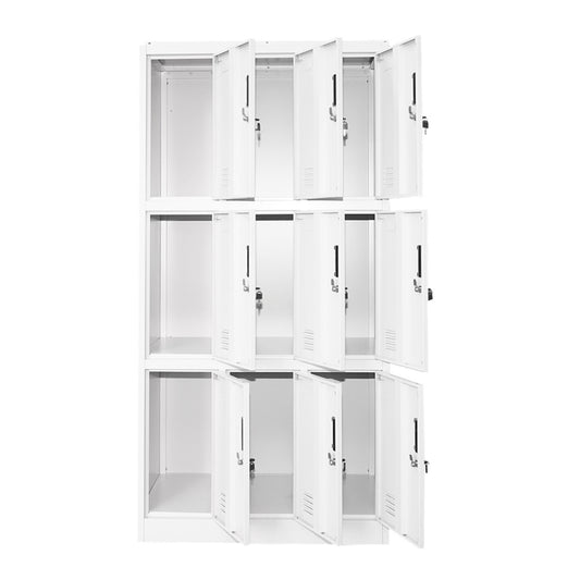 Fém gardróbszekrény, értékmegőrző szekrény, 1800x900x450mm 3x3, 9 ajtóval, szürke Breckner Germany