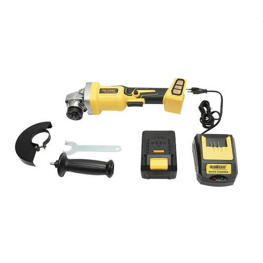 Sarokcsiszoló lítium akkumulátorral 21V/4Ah, kefe nélküli motor, 3 sebességfokozat, tárcsaátmérő 115mm Crownman