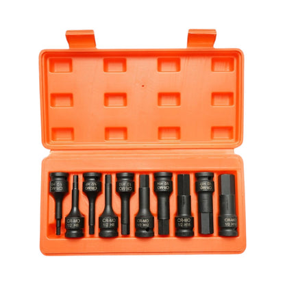Breckner Germany 1/2” Cr-Mo hosszú imbusz ütvecsavarozó bitkészlet, H5–H19, 10 részes