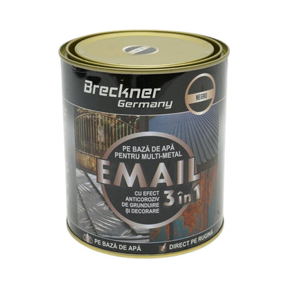 3 az 1-ben rozsdagátló zománcfesték fekete fémhez 750g, közvetlenül a rozsdára, vízalapú Breckner Germany