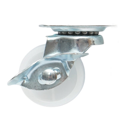 Forgó kerék 40x17mm fékezéssel, fehér polipropilén, acél lemez 45x38mm 20kg