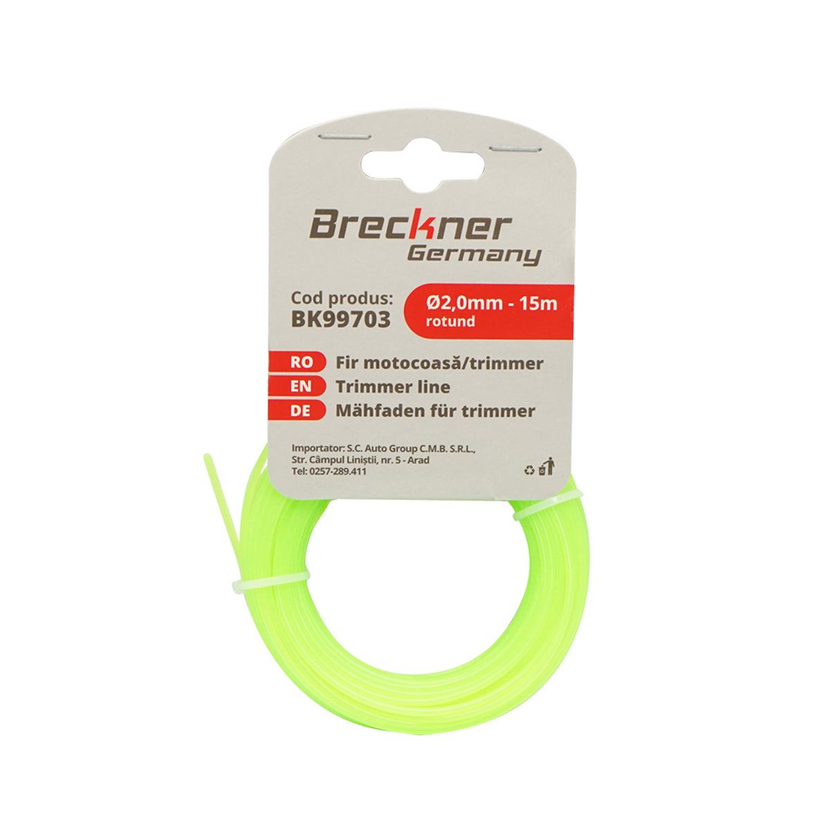Fűkasza damil, kerek 2 mm x 15 m Breckner Germany