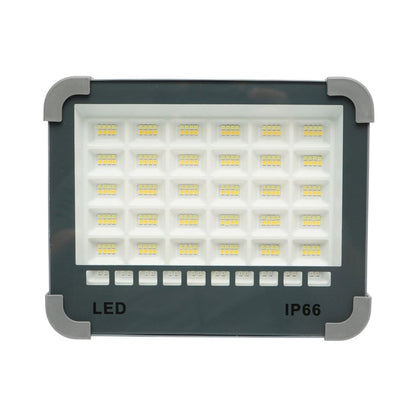 Hordozható LED projektor 100W napelemes panellel 3W, 3600mAh akkumulátor, 6 világítási mód, mágnes, horog, USB Power Bank 210x170x55mm Breckner Germany