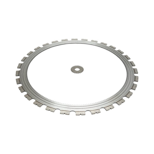 Disc inelar diamantat segmentat 510mm, 30 dinti, caneluri interioare cu rola antrenare pentru masina de taiat beton Breckner Germany