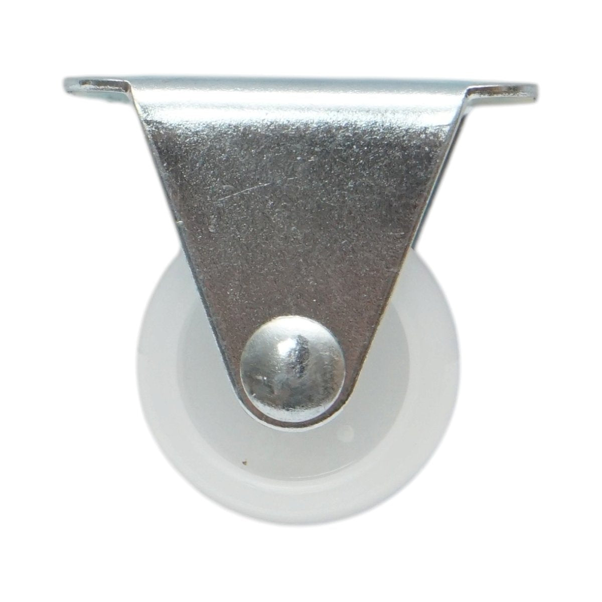 Rögzített kerék 25x14mm fék nélkül, fehér polipropilén, acél lemez 37x19mm 10kg