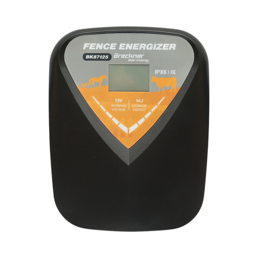 Impulzusgenerátor készülék 14 Joule, 12V/220V, 140 km LCD kijelzővel villanykerítéshez IPX6 Breckner Germany